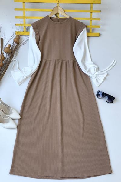 Bürümçük robalı elbise camel HBS30146