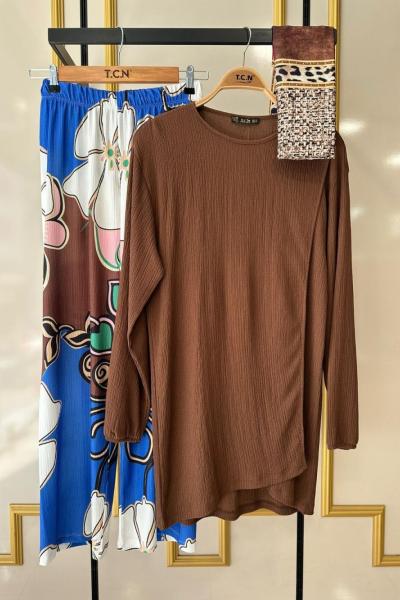 Bürümcük kumaş  desenli takım kahve  TCN4038