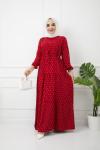 Çapa Desen Viskon Elbise BordoHBS1176