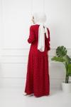 Çapa Desen Viskon Elbise BordoHBS1176