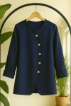 Capraz Düğmeli bel bağcıklı  Tunik Lacivert BK9530