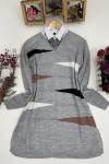 Çapraz şeritli Triko Tunik Gri ANT1251