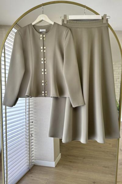 Ceket Çıtçıtlı Etek ceket Takım Yeşil BK9535