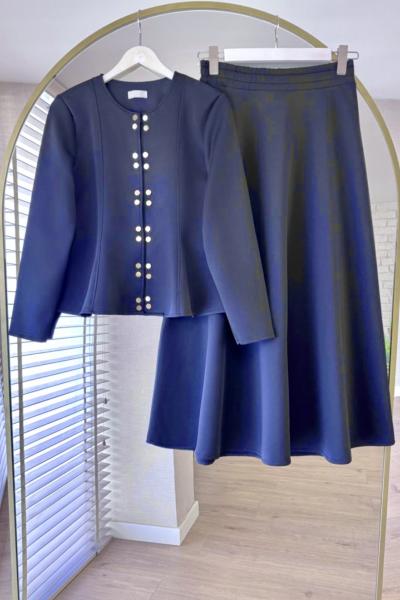 Ceket çıtçıtlı  Etek ceket Takım lacivert BK9535