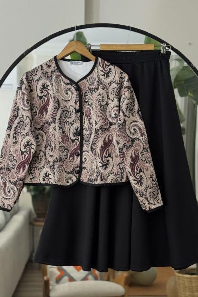 ceketli etnik desen  Takım  Siyah UMS50318