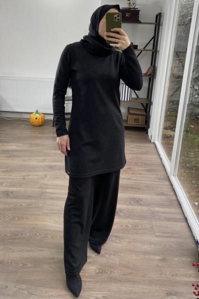 1392 Çelik kumaş eteği çan takım siyah