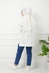 Cep detaylı iki iplik tunik Beyaz Slt1207