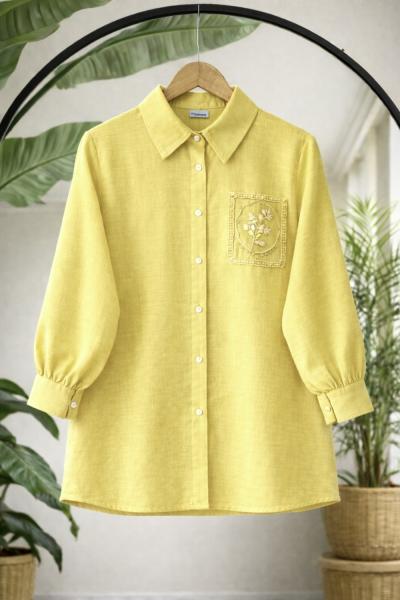 Cep işlemeli tunik Gömlek Sarı BK9551