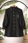 Cep işlemeli tunik siyah  BK9551