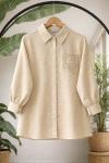 Cep işlemeli tunik Gömlek  Bej BK9551