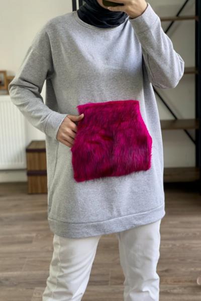 Cep peluşlu sweatshirt