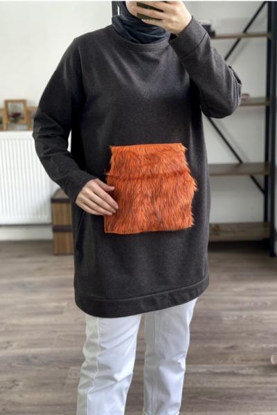 Cep peluşlu sweatshirt