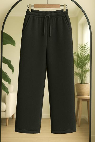 Cepli Bol Paca Üçiplik şardonlu Pantolon Siyah SLT8042