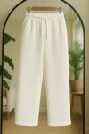 Cepli Bol Paca Üçiplik şardonlu Pantolon Beyaz SLT8042