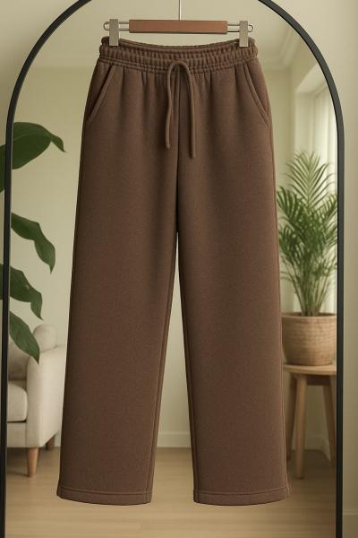 Cepli Bol Paca Üçiplik şardonlu Pantolon Kahverengi SLT8042