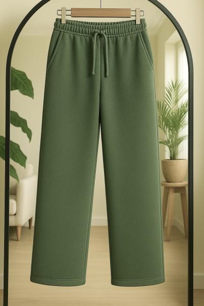 Cepli Bol Paca Üçiplik şardonlu Pantolon Yeşil  SLT8042