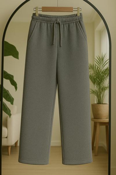 Cepli Bol Paca Üçiplik şardonlu Pantolon gri SLT8042