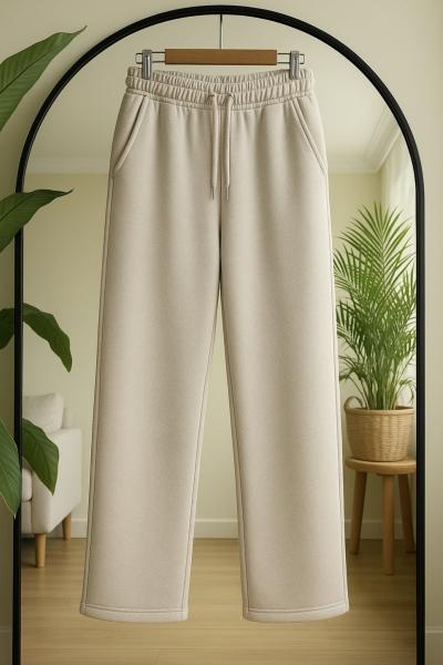 Cepli Bol Paca Üçiplik şardonlu Pantolon Taş SLT8042