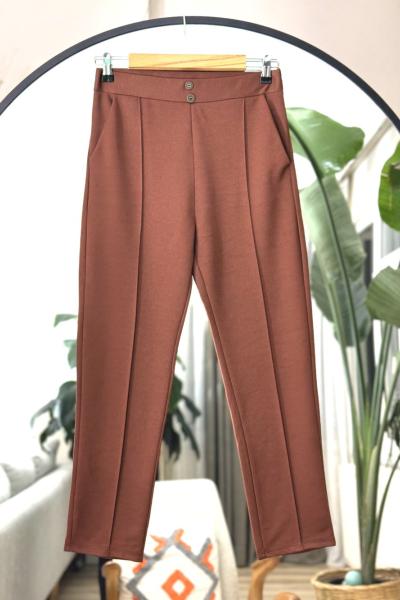 Cepli cimalı Havucpaça Pantolon Kahve SLT30519