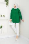 Cepli çizgili Oversize Gömlek  yeşil NEX30308