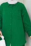 Cepli çizgili Oversize Gömlek  yeşil NEX30308
