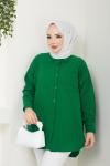 Cepli çizgili Oversize Gömlek  yeşil NEX30308