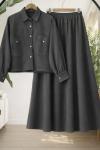 Cepli düğmeli Tensel etekli Takım Antrasit TCN40157