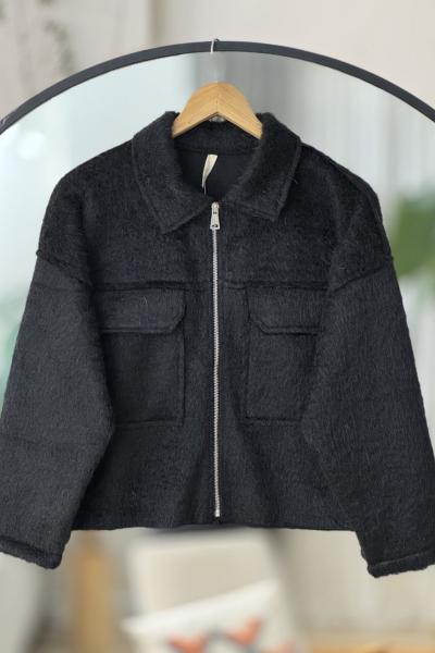 Cepli fermuarlı Pelüş Kısa ceket mont TB8030