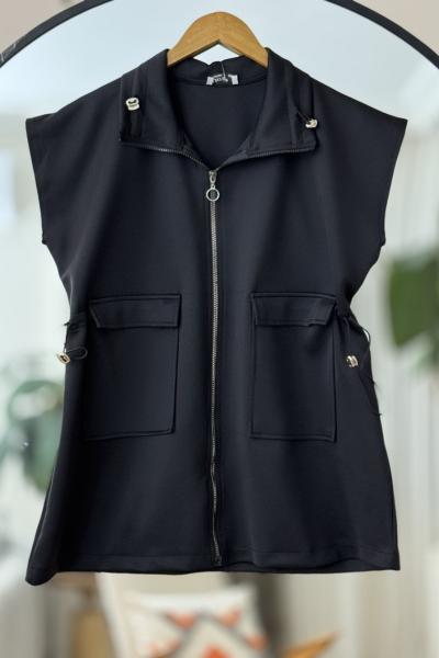 Cepli fermuarlı scuba yelek Siyah BK9518