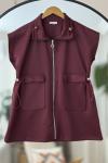 Cepli fermuarlı scuba yelek Bordo BK9518