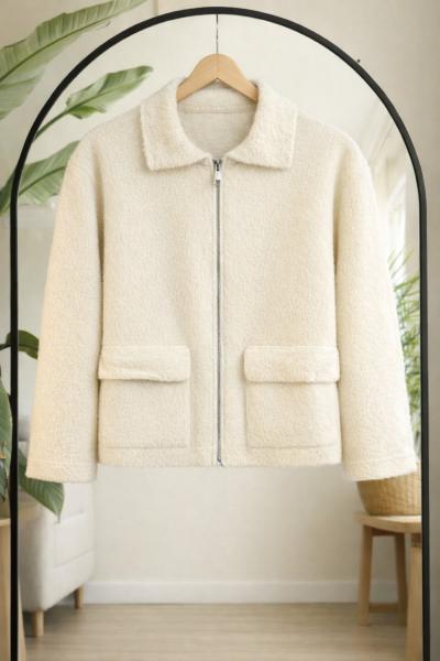 Cepli fermuarlı kısa sakallı hırka TB8056