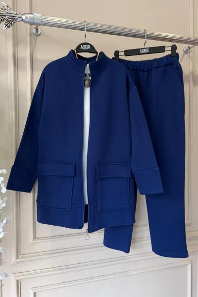 Cepli fermuarlı üçiplik takım İndigo UMS50125