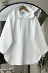 Cepli Kapşonlu  Tunik Beyaz BK9013