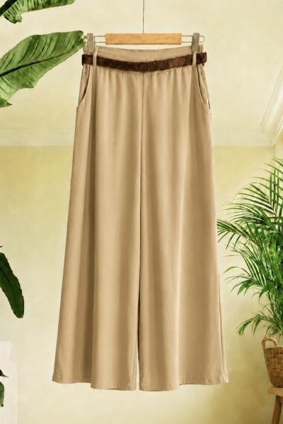 Çepli kemerli  Bolpaça Pantolon Bej  HBS9040