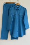 Cepli Keten Kumaş Takım Mavi TBT30232