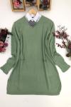 Cepli kol kabartma örgülü triko tunik Mint  ANT1327