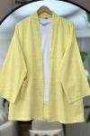 Cepli kuşaklı kimono Ceket Sarı SLT8029