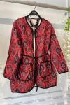 Cepli Kuşaklı Desenli Kapitone ceket hırka Bordo UMS50317
