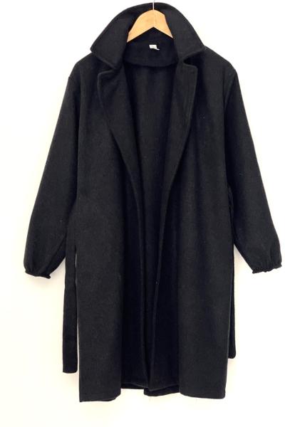 Cepli kuşaklı kaşe kaban  Siyah SLT30178