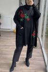 Cepli nakışlı oversize triko tunik  1423