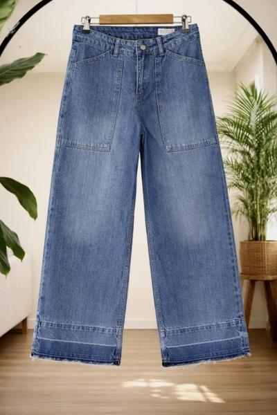 Cepli paça püsküllü Bolpaça kot Mavi  SL8091