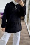 Cepli peluş sweatshirt Siyah SLT1285