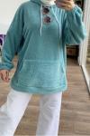 Cepli peluş sweatshirt camgöbeği  SLT1285