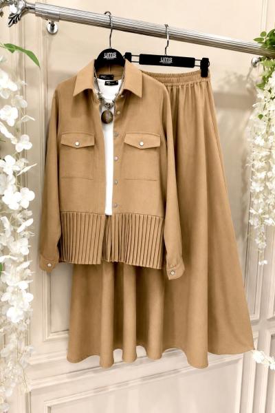 Cepli  Piliseli Etekli Keten takım camel UMS 50127