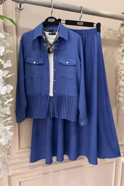 Cepli  Piliseli Etekli Keten takım İndigo  UMS 50127