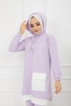 Cepli Rahat Kalıp Kapşonlu Takım Lila  ZNK875