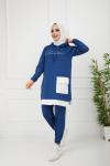 Cepli Rahat Kalıp Kapşonlu Takım İndigomavi  ZNK875