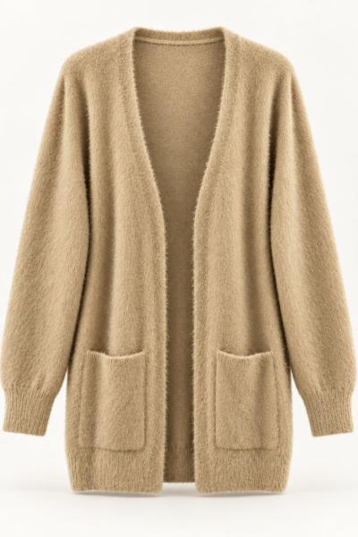 Cepli Sakallı Angora Triko Hırka Büsküvi BS11001
