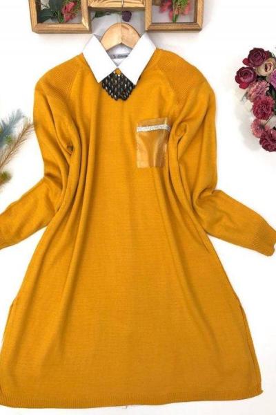 Cepli Triko Tunik  sarı NFS14404