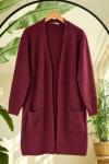 Cepli  Uzun Triko Hırka Bordo SL 7526